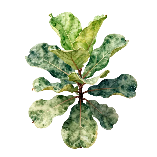 Watercolor Fiddle Leaf Fig Plant Illustration