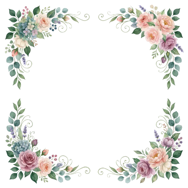 Watercolor Floral Corner Frame