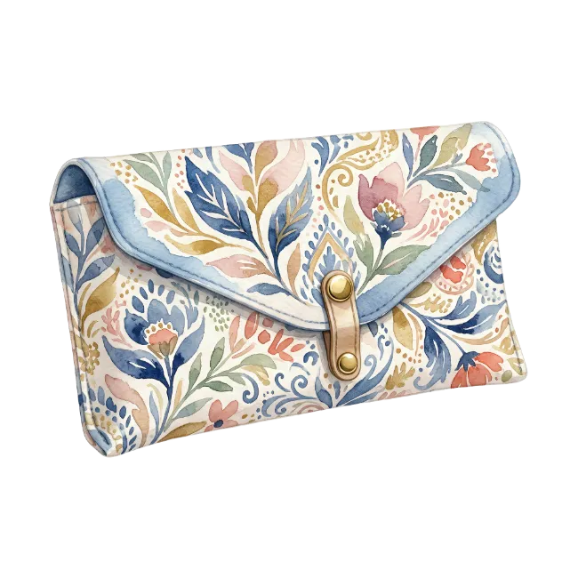 Watercolor Floral Pattern Leather Wallet
