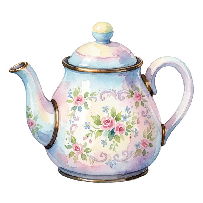 Watercolor Floral Teapot Illustration