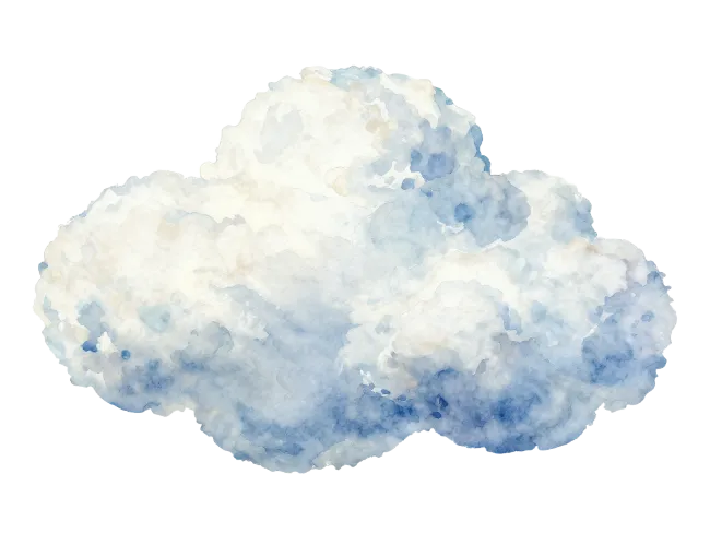 Watercolor fluffy cloud painting