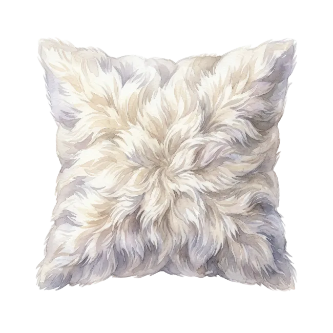 Watercolor fluffy white pillow illustration