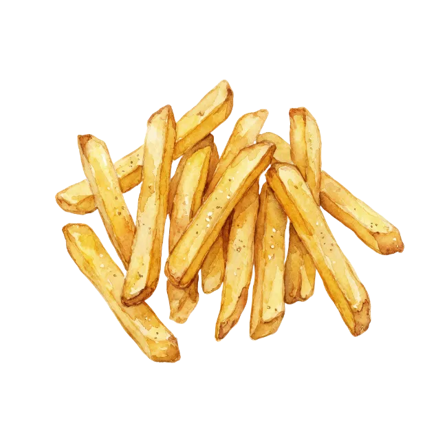 Watercolor French Fries Illustration