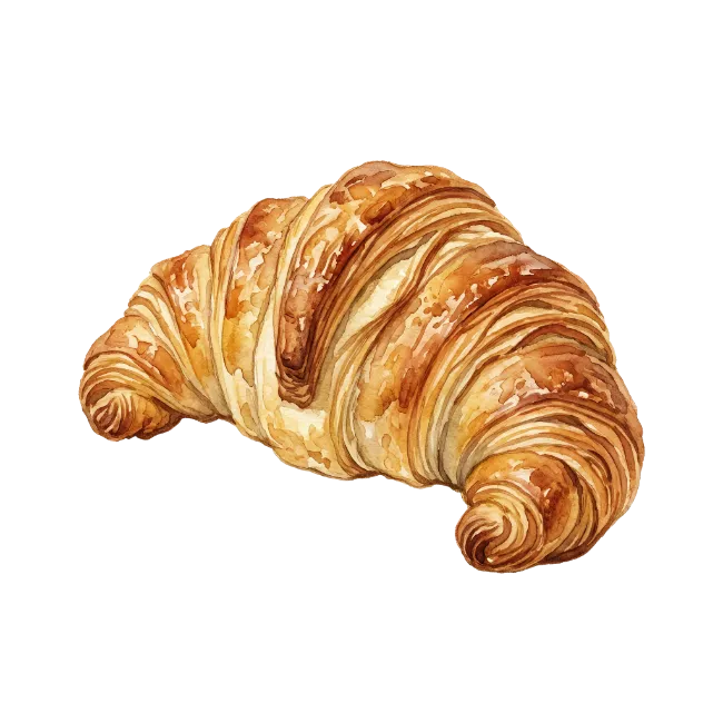 Watercolor Fresh Baked Croissant Illustration