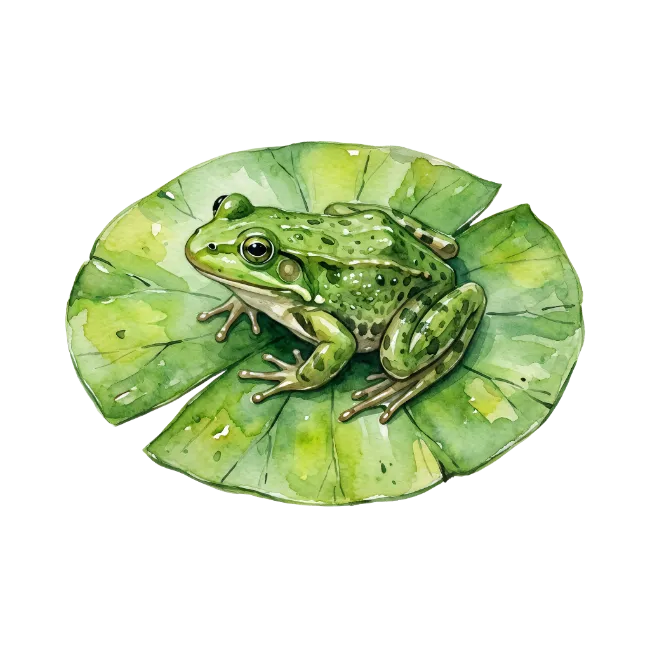 Watercolor Frog on Lily Pad
