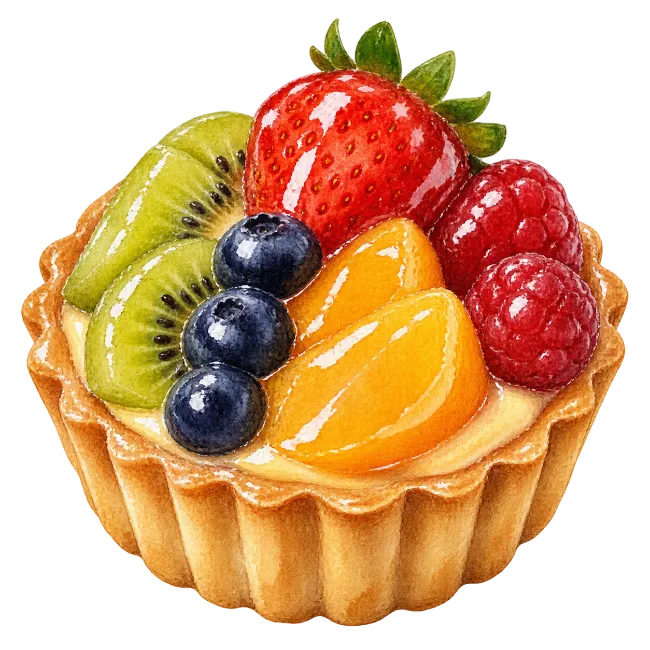 Watercolor Fruit Tart Illustration