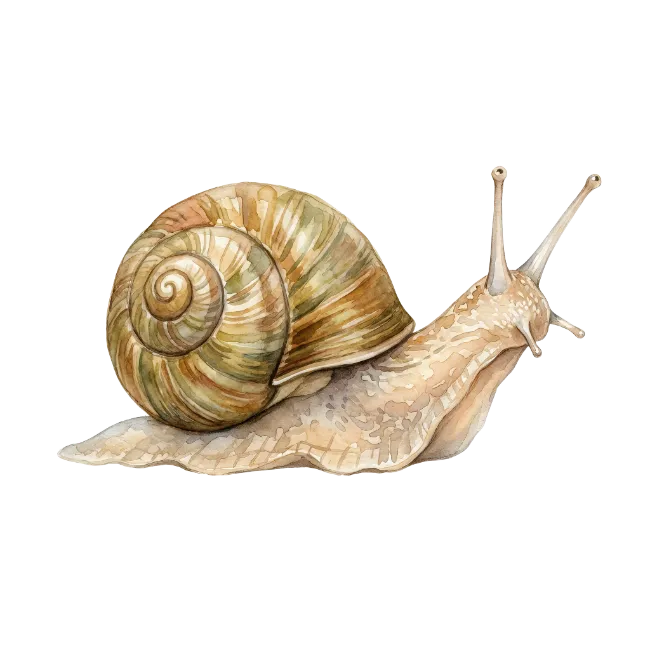 Watercolor Garden Snail Illustration