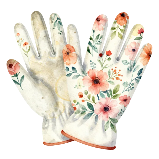 Watercolor Gardening Gloves with Floral Pattern