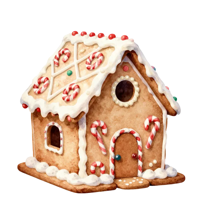 Watercolor Gingerbread House