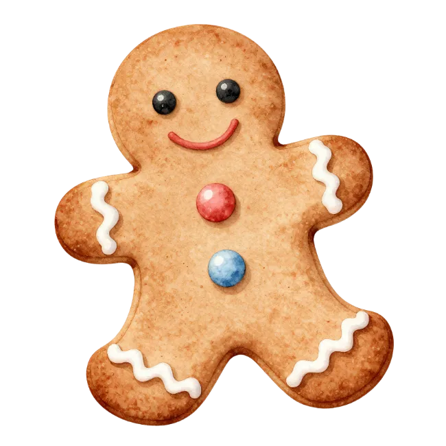 Watercolor Gingerbread Man Cookie Illustration