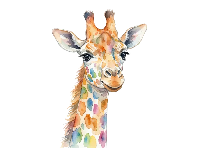 Watercolor Giraffe Head Illustration