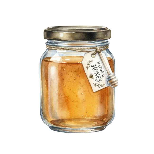 Watercolor Glass Jar of Natural Honey