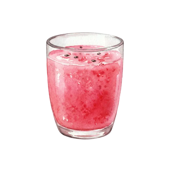 Watercolor Glass of Fresh Watermelon Juice