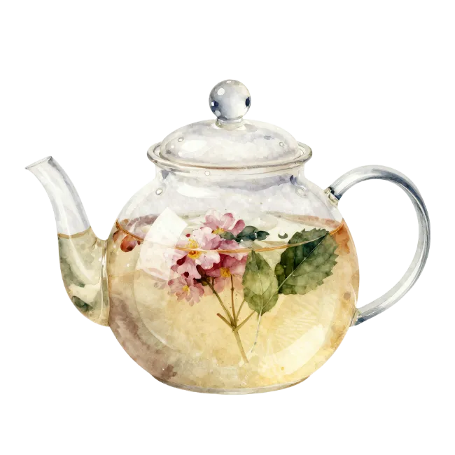 Watercolor Glass Teapot with Flowers