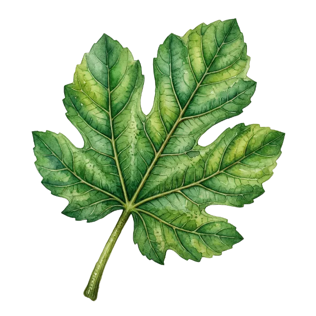 Watercolor Green Fig Leaf Illustration