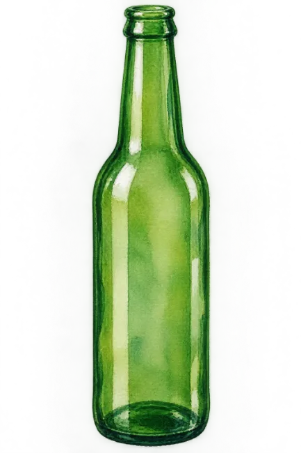 Watercolor green glass bottle illustration