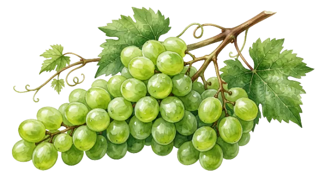Watercolor green grapes cluster illustration