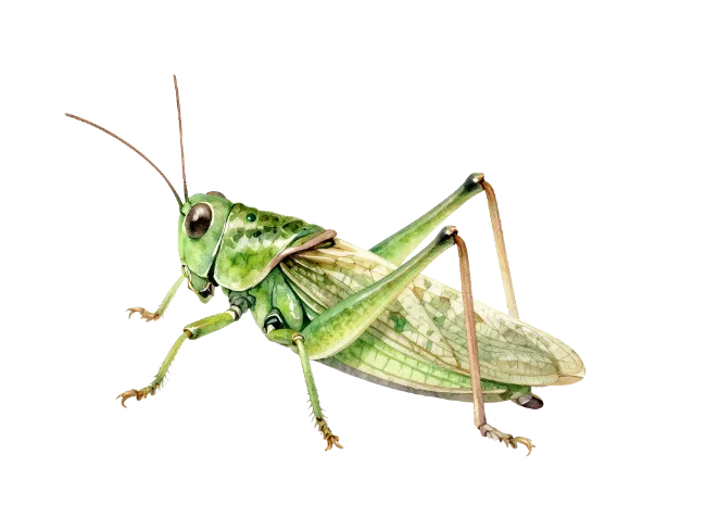 Watercolor green grasshopper illustration