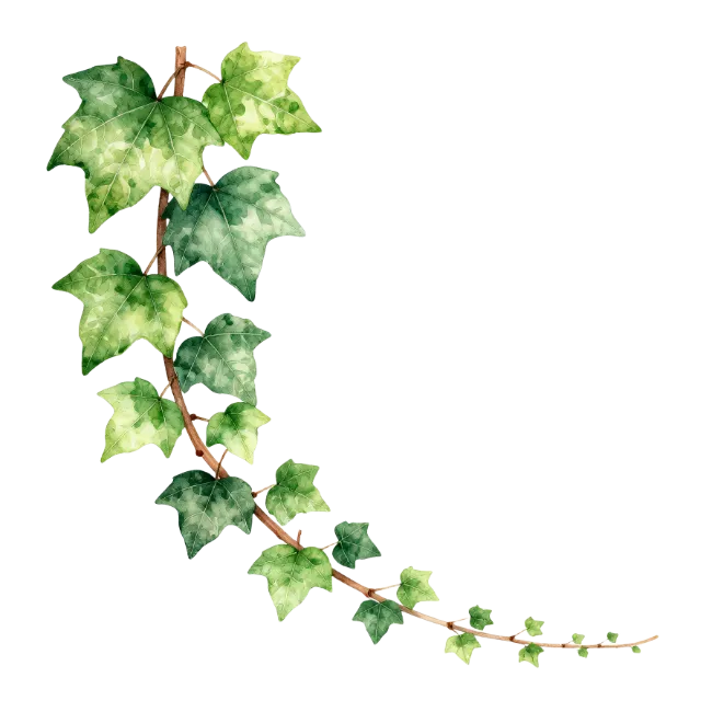 Watercolor Green Ivy Vine Corner Illustration