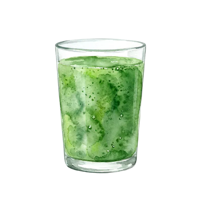 Watercolor green smoothie in a glass