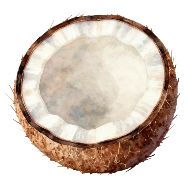 Watercolor Halved Coconut Illustration