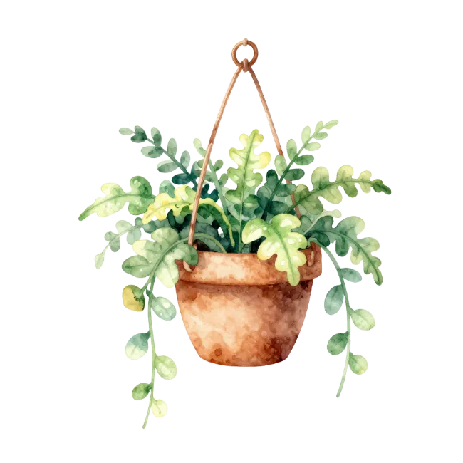 Watercolor Hanging Potted Plant Illustration