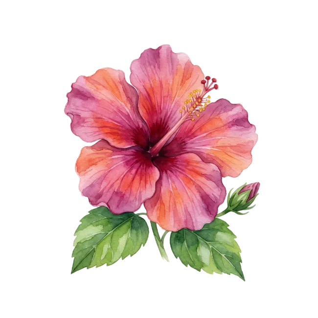Watercolor Hibiscus Flower