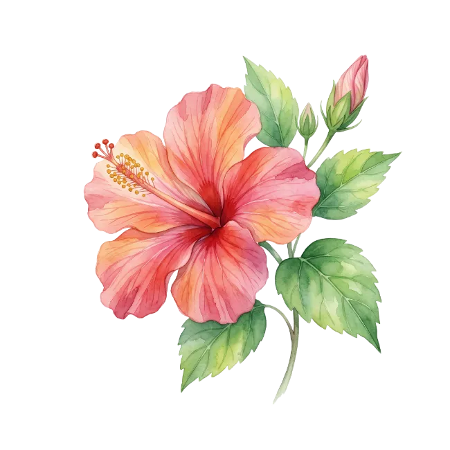 Watercolor Hibiscus Flower Illustration