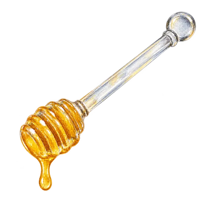 Watercolor Honey Dipper with Dripping Honey