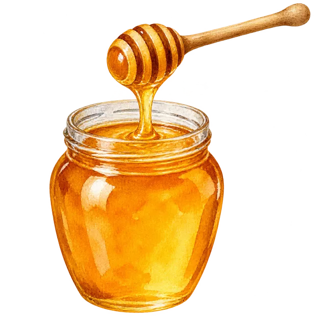 Watercolor Honey Jar with Dipper