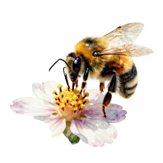Watercolor Honeybee on Flower Illustration
