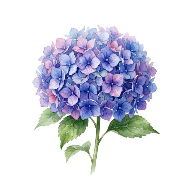 Watercolor Hydrangea Flower Illustration
