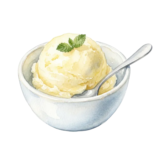 Watercolor Ice Cream Bowl with Spoon
