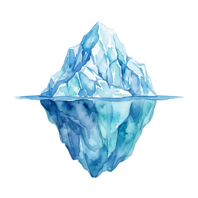Watercolor Iceberg Illustration Showing Above and Below Water