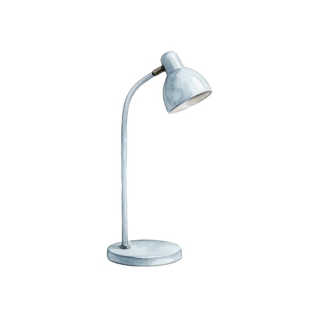 Watercolor Illustration of a Desk Lamp