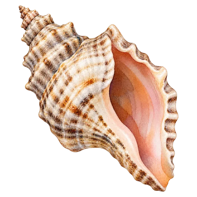 Watercolor illustration of a detailed sea shell