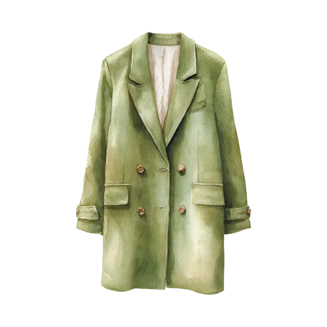 Watercolor Illustration of a Green Coat