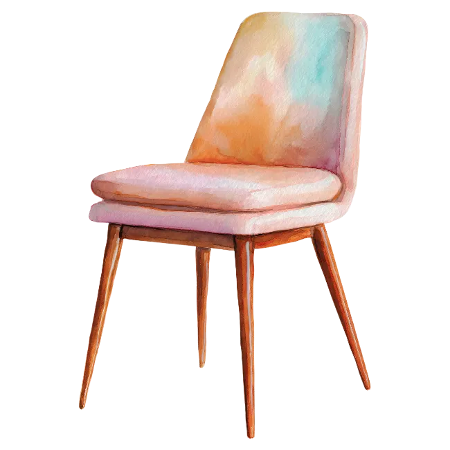Watercolor illustration of a modern pastel chair