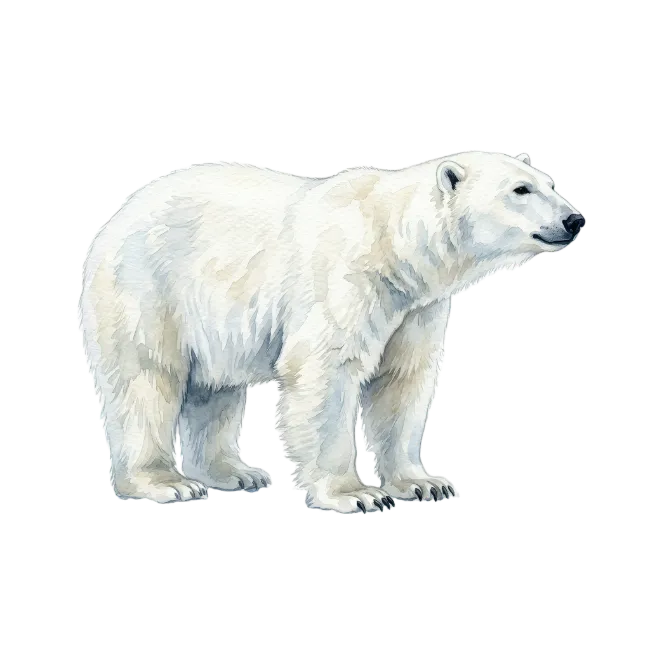 Watercolor Illustration of a Standing Polar Bear