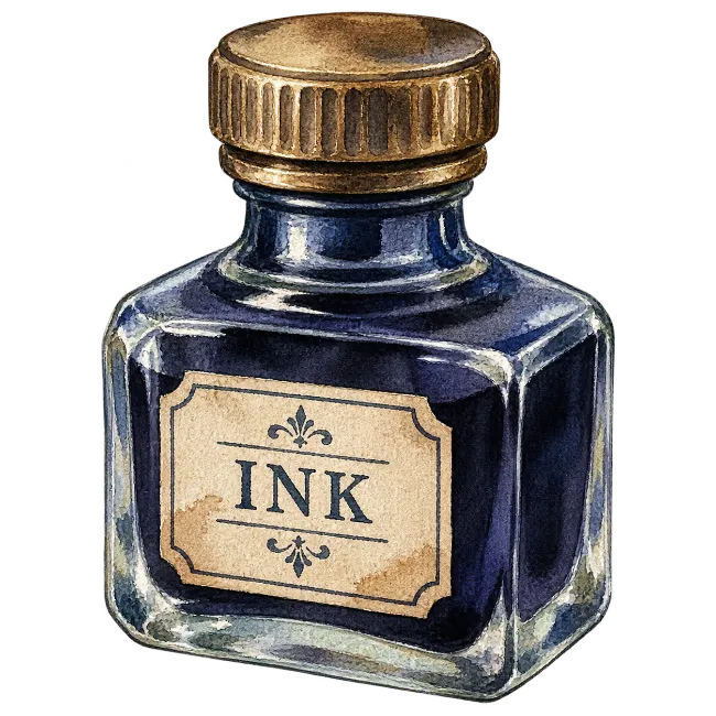 Watercolor Ink Bottle Illustration