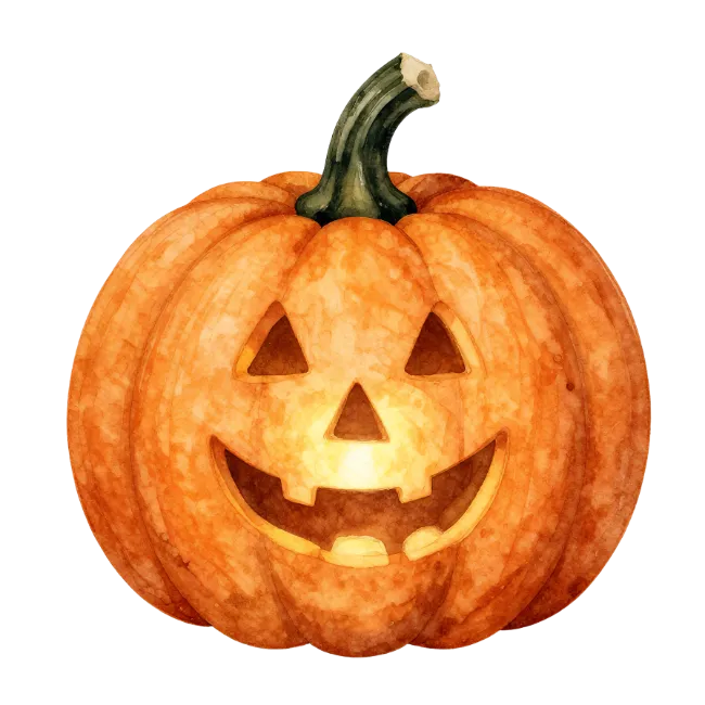 Watercolor Jack O Lantern Pumpkin