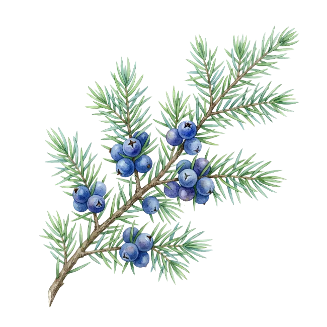 Watercolor Juniper Branch with Berries