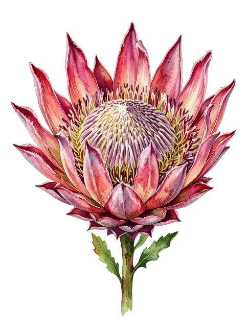 Watercolor King Protea Flower Illustration