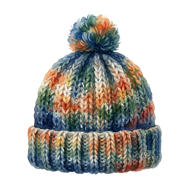 Watercolor Knitted Winter Beanie Hat