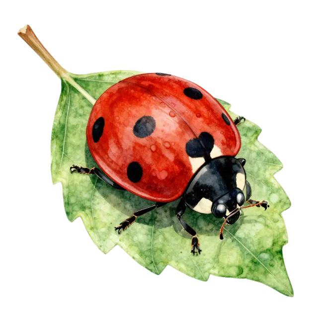 Watercolor Ladybug on Leaf
