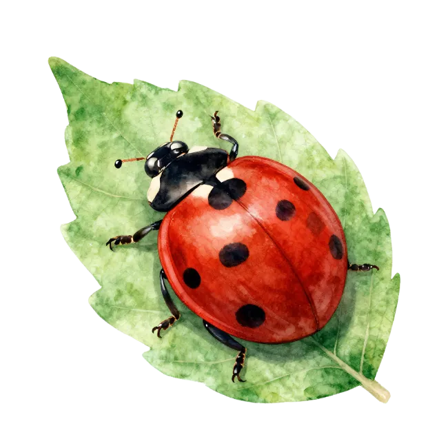 Watercolor Ladybug on Leaf