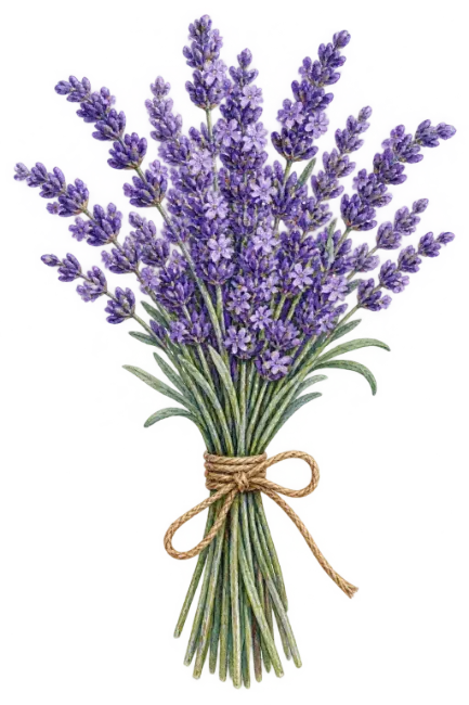 Watercolor Lavender Flowers Bouquet