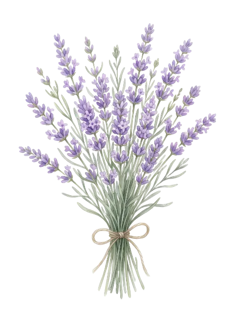 Watercolor Lavender Flowers Bouquet