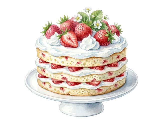 Watercolor Layered Strawberry Cake