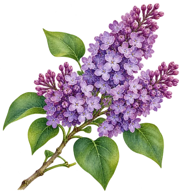Watercolor Lilac Branch Illustration